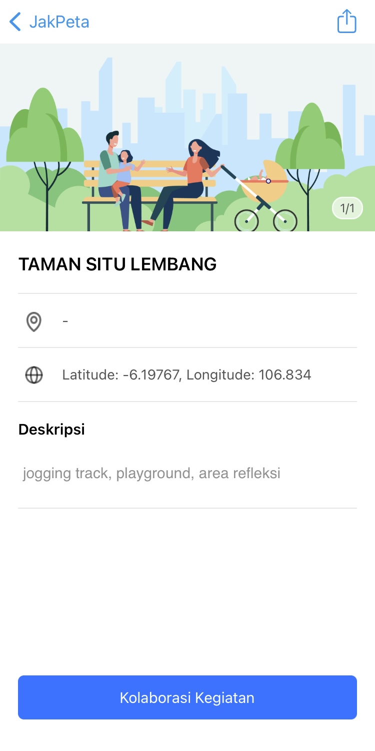 Map Feature in JAKI to Find Parks in Jakarta