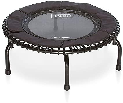 JumpSport 250 In Home Cardio Fitness Rebounder - Durable Silent Bounce Mini Trampoline with Premium Bungees, Workout DVD, and Online Access to Video Workouts - Safe and Stable