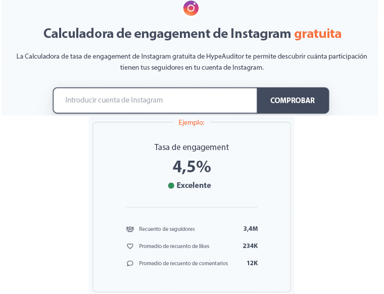 Calculadora de engagement de Instagram