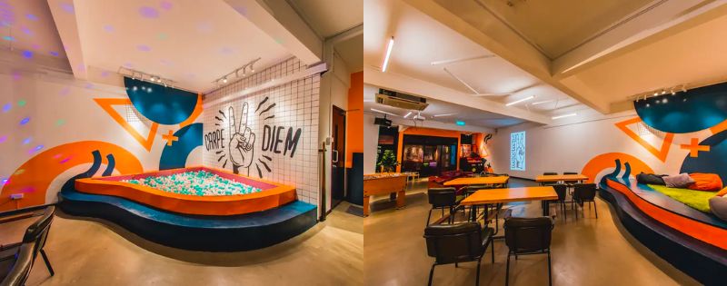 ball pit and common area of HERE.SG as singapore party locations