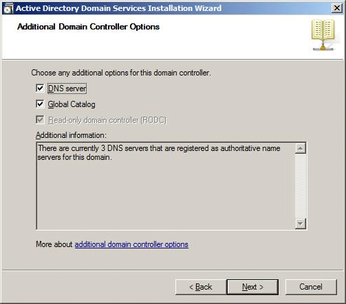 Additional domain controller options