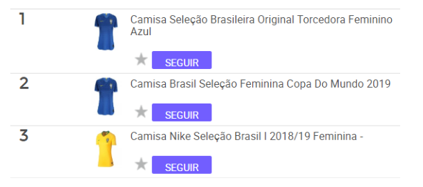 Ranking de camisetas femininas de futebol mais vendidas no Mercado Livre.