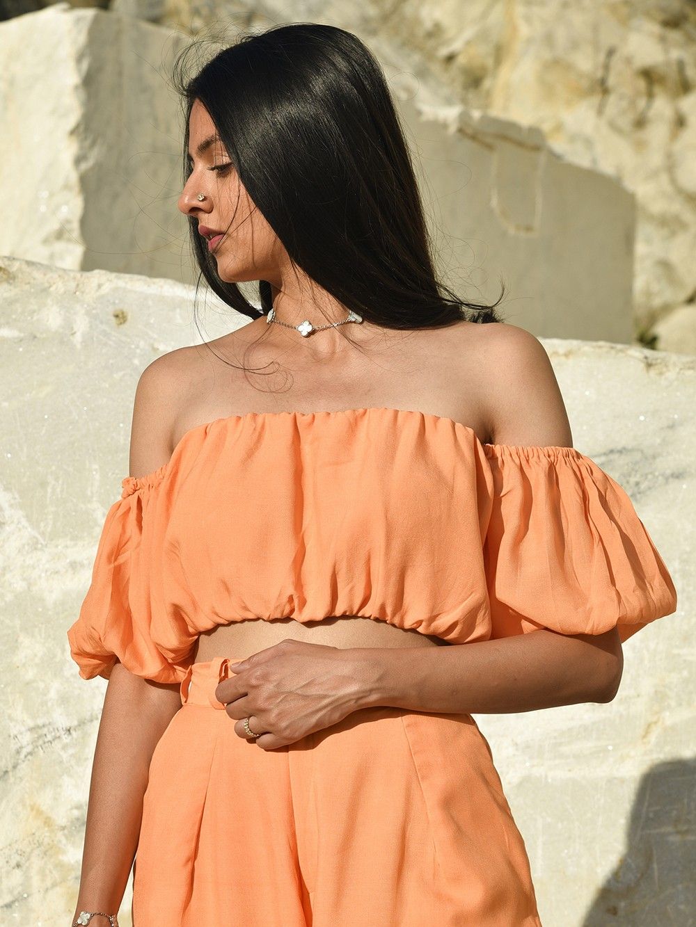 the loom - Orange Modal Crop Top