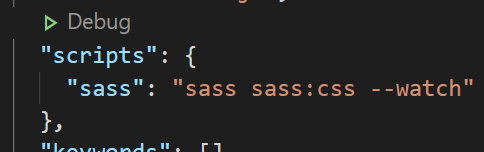 Configuração do Sass no arquivo package.json