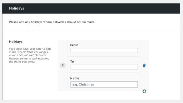 set WooCommerce close dates