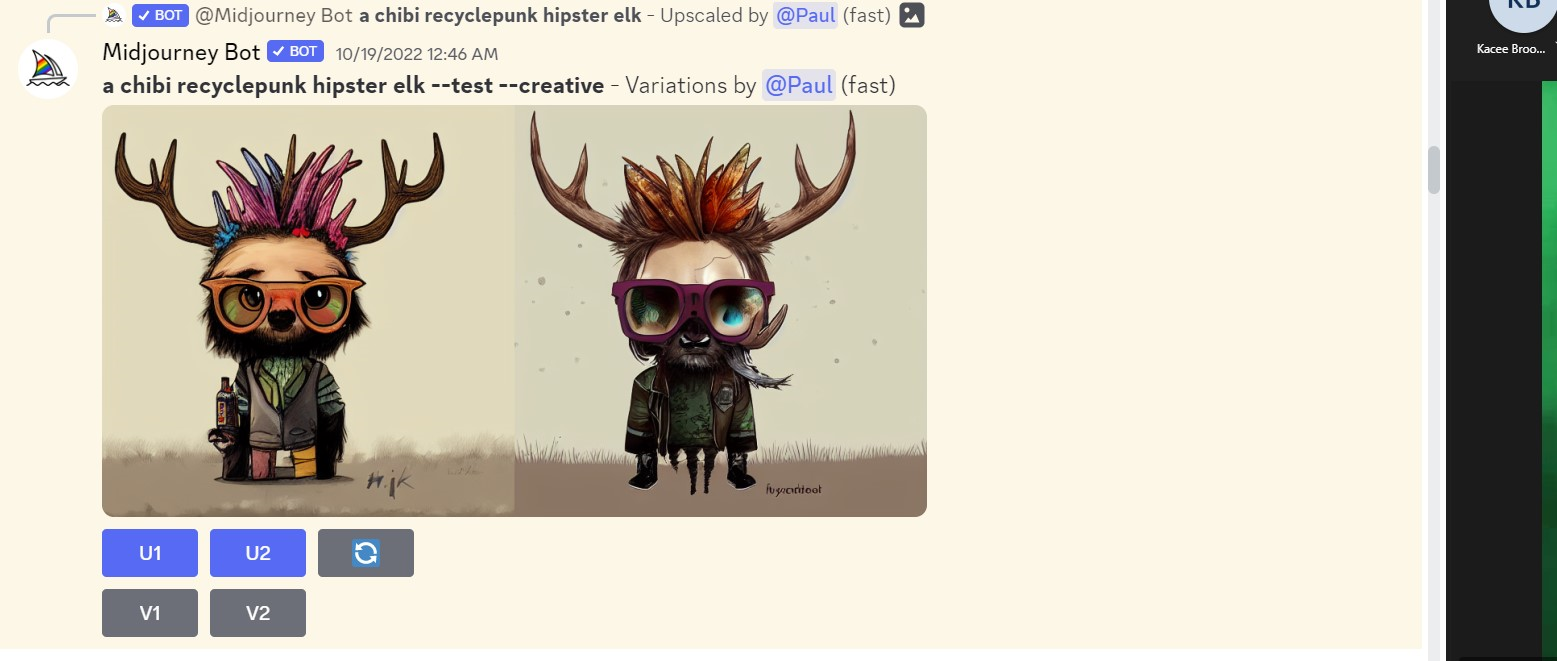 ai generated, recycle punk, master hipster elk, Midjourney, discord, bot