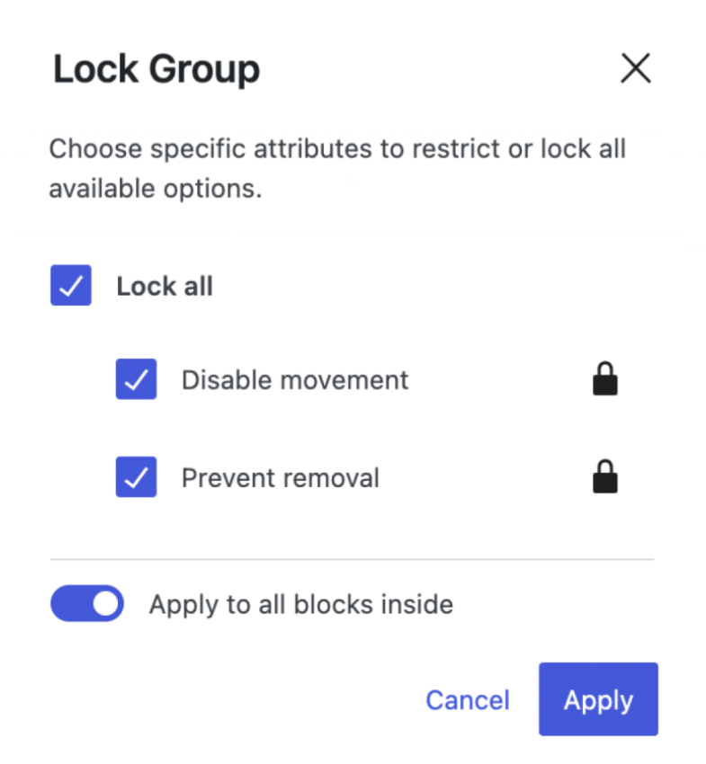 WordPress 6.1 Blocks Locking