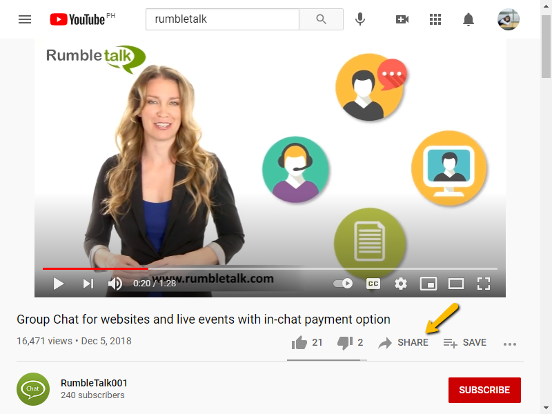 integrate RumbleTalk YouTube video