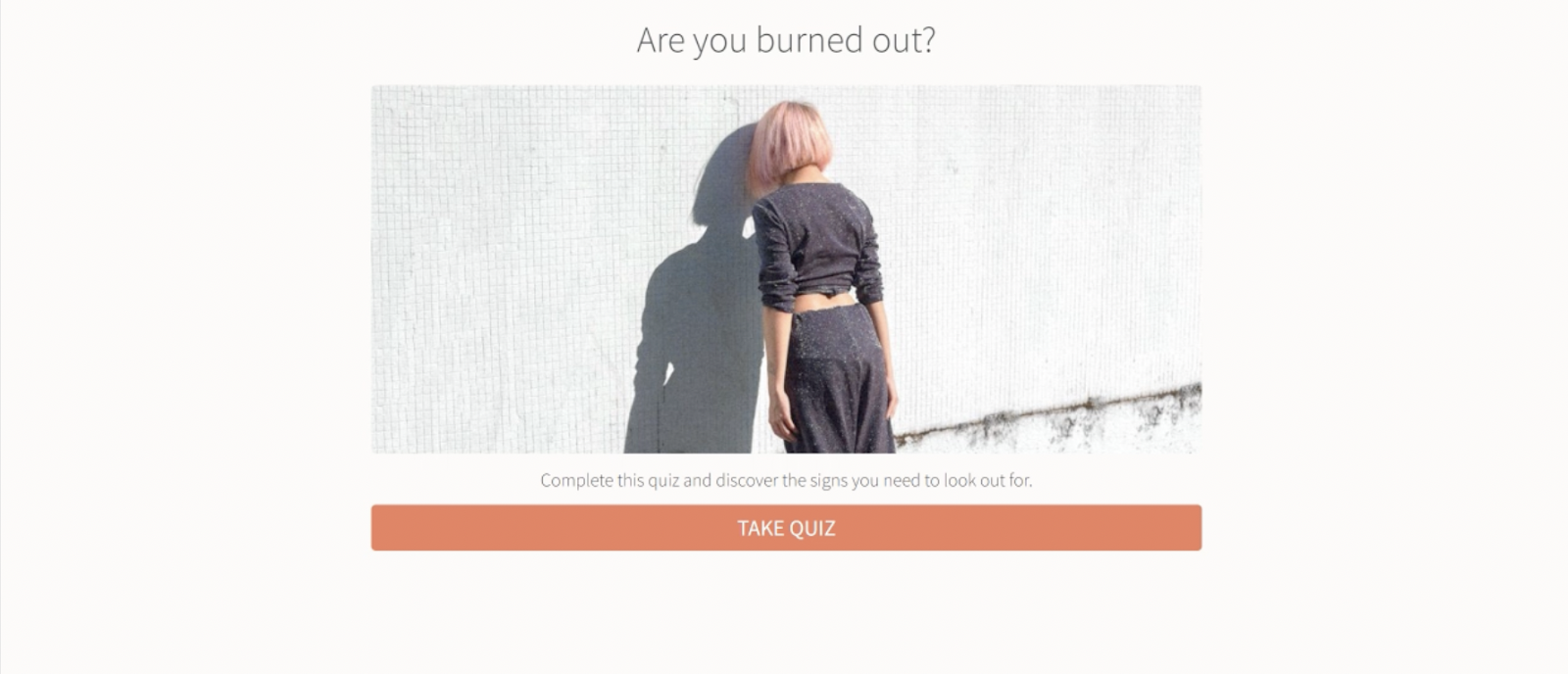 screenshot of quiz cover page for "Are you burned out?" quiz