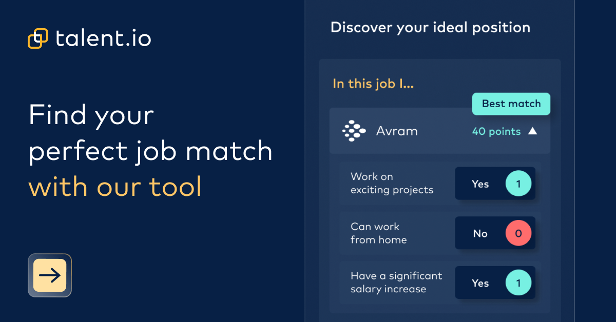 talent.io launched the Job Matcher: Define what success means to you in 6 questions 1