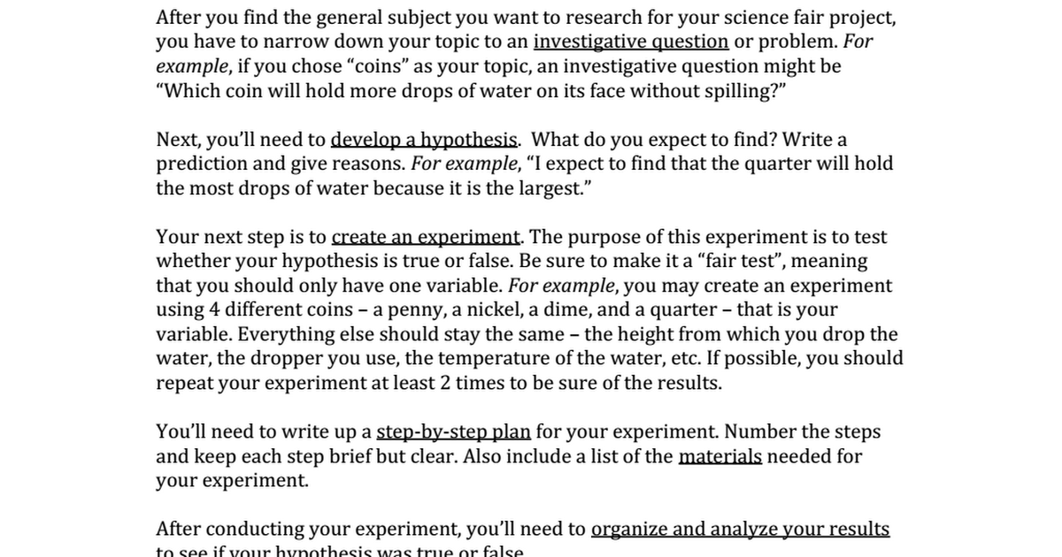 science fair write up