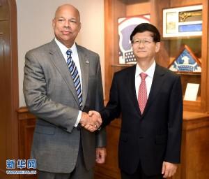 孟建柱与美国土安全部部长约翰逊