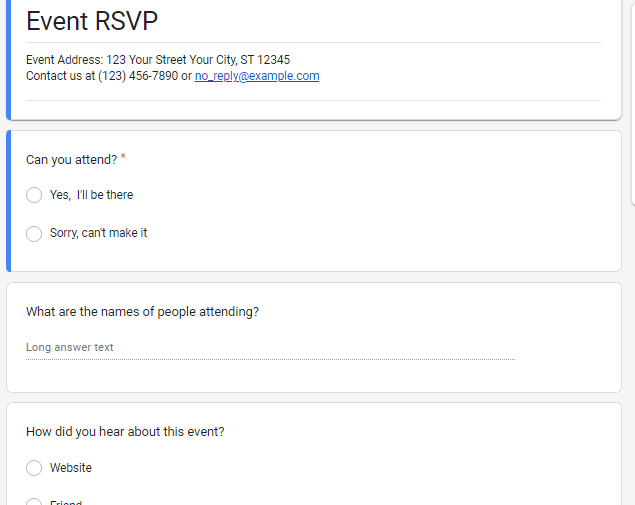 Organizing RSVPs Using Google Forms