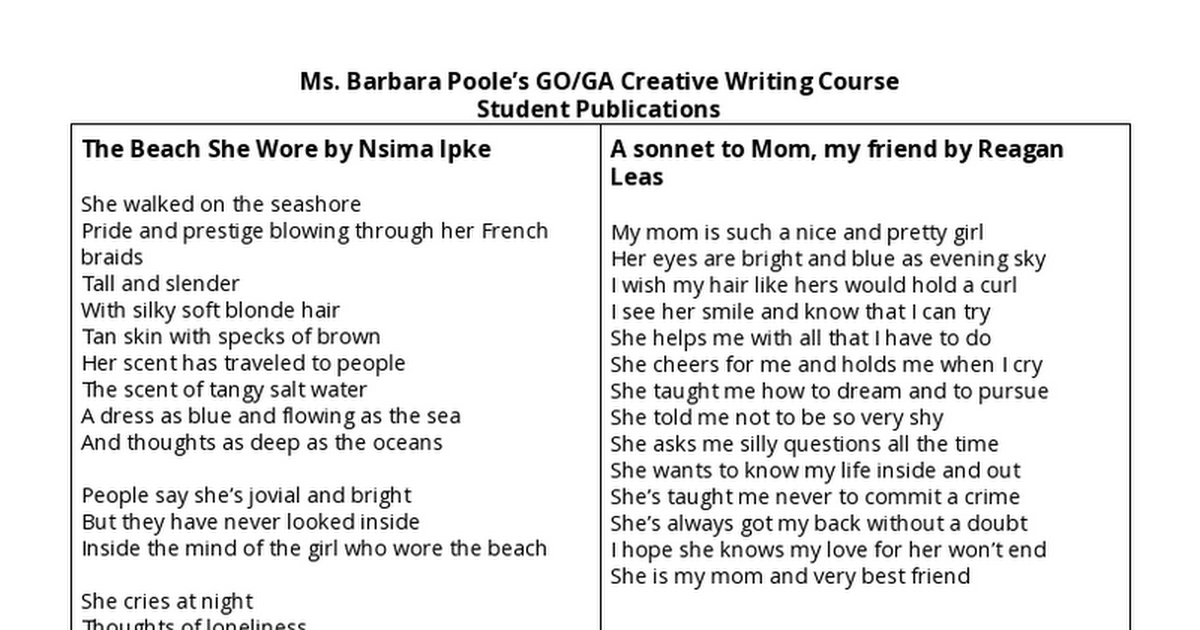 Ms. Poole's Poetry Course