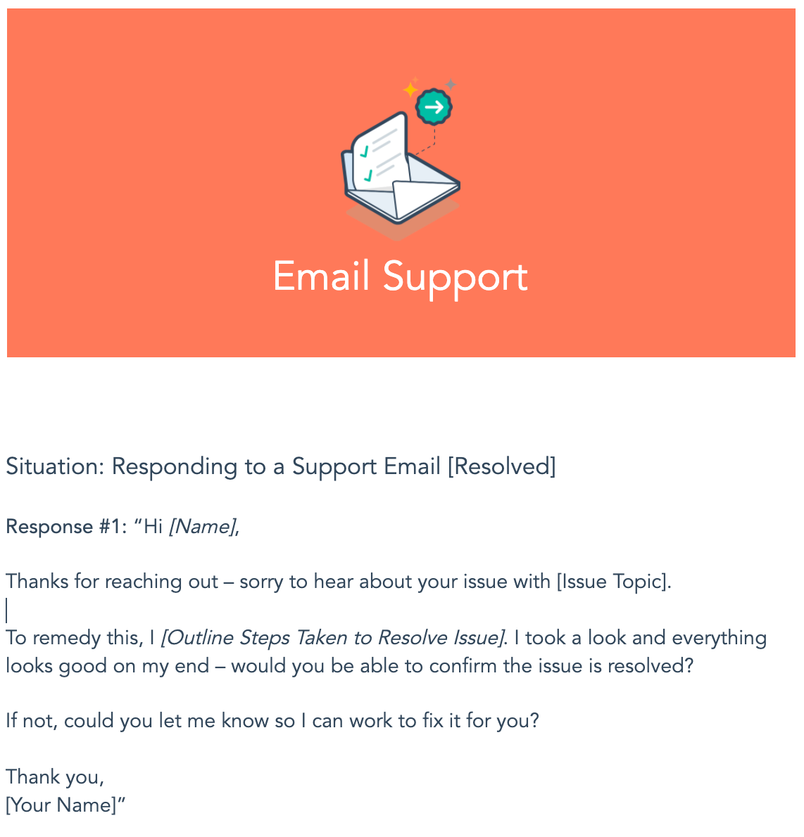 email support script from HubSpot