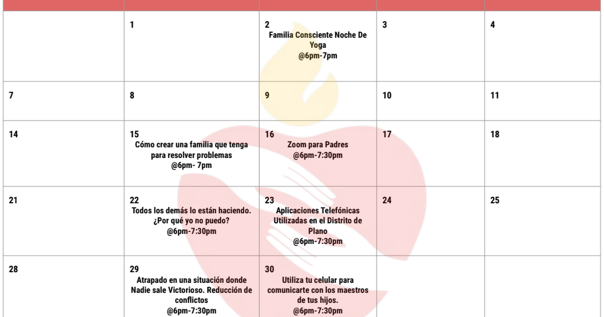 (Spanish) 2020-2021 Parent Education District Calendar .pdf