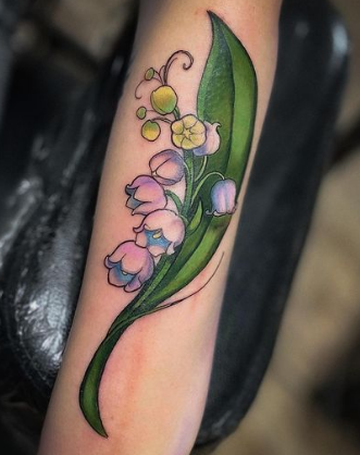 Green And Purple Lily Of The Valley Tattoo