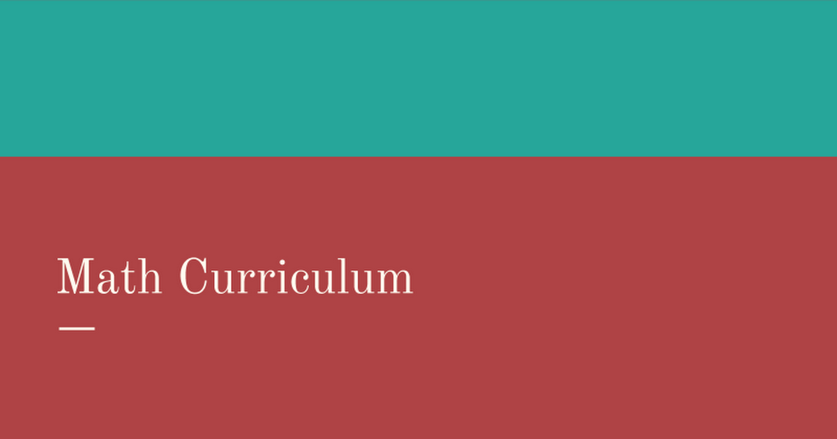 Math Curriculum 2015-16