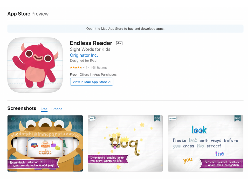 Endless Reader — Sight Words iStore