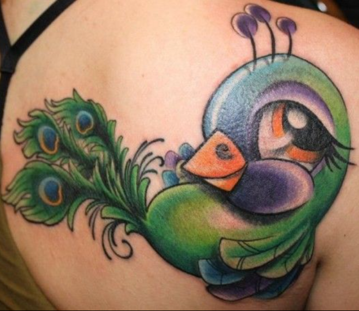 Design Of A Cute Peacock Tattoo