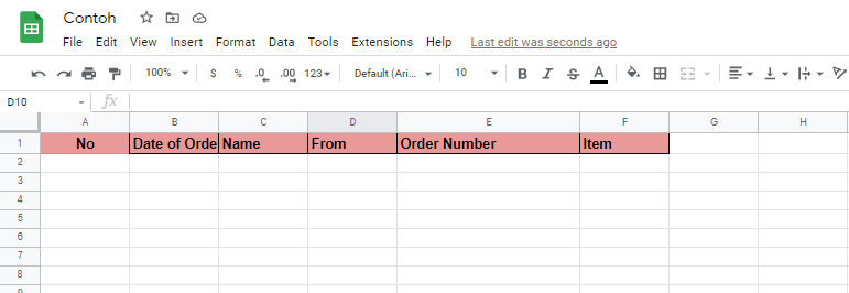 Contoh Menggunakan Spreadsheet