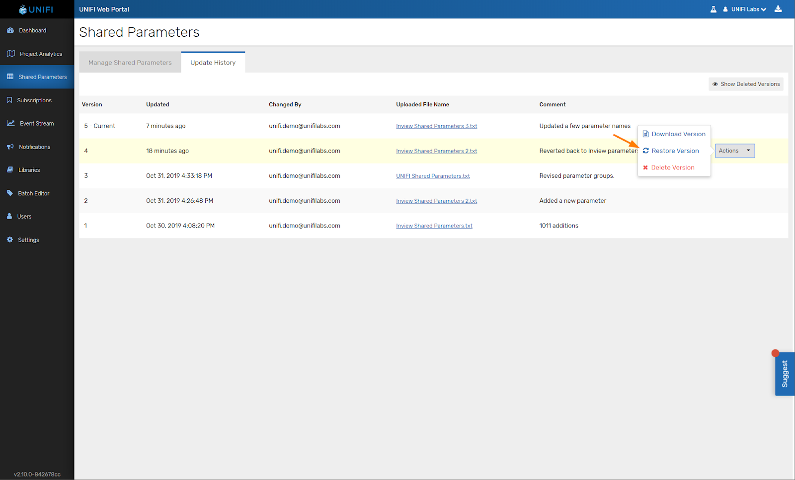 Shared Parameter Management