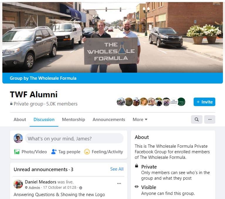 The Wholesale Formula Exclusive Alumni Facebook Group