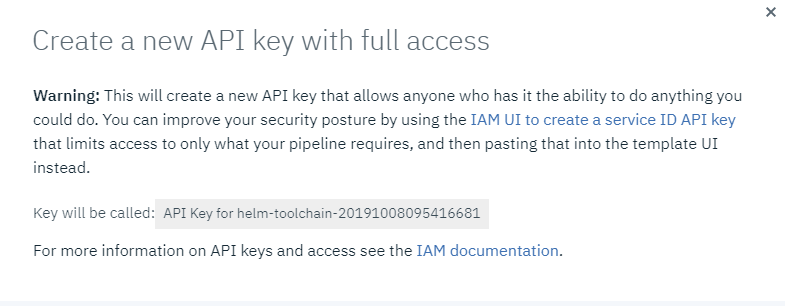 Create an API key for the Develop a Cloud Foundry app toolchain