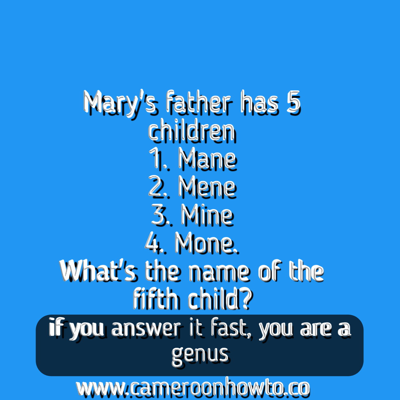 Mary's father has 5 Children riddle answer