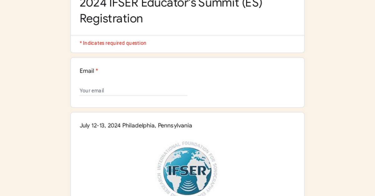 2024 IFSER Educator's Summit (ES) Registration