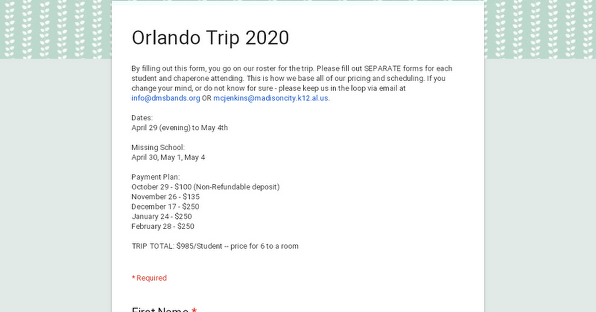 Orlando Trip 2020