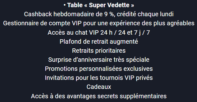 Cashback super vedette Cabarino Casino