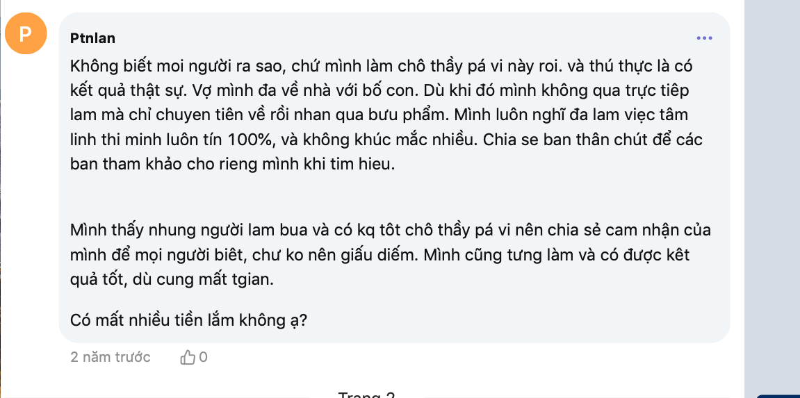 Review bùa yêu thầy Pá Vi của người đã sử dụng như thế nào?