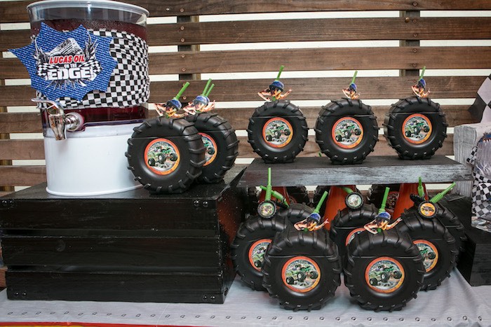 Beverage table from a Monster Truck Birthday Party on Kara's Party Ideas | KarasPartyIdeas.com (9)