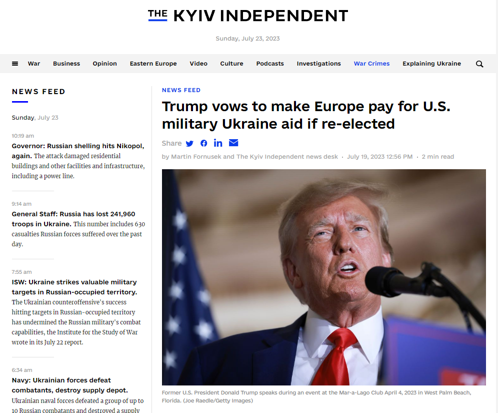 ترامپ: عضویت اوکراین در ناتو دیوانه‌کننده است
