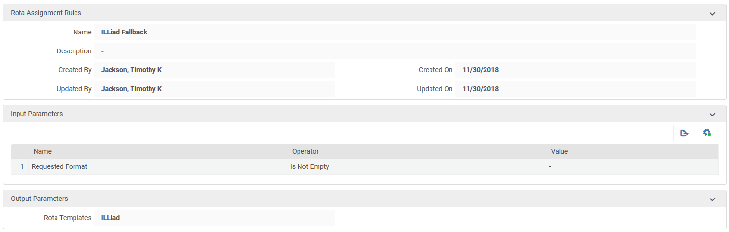 output parameters