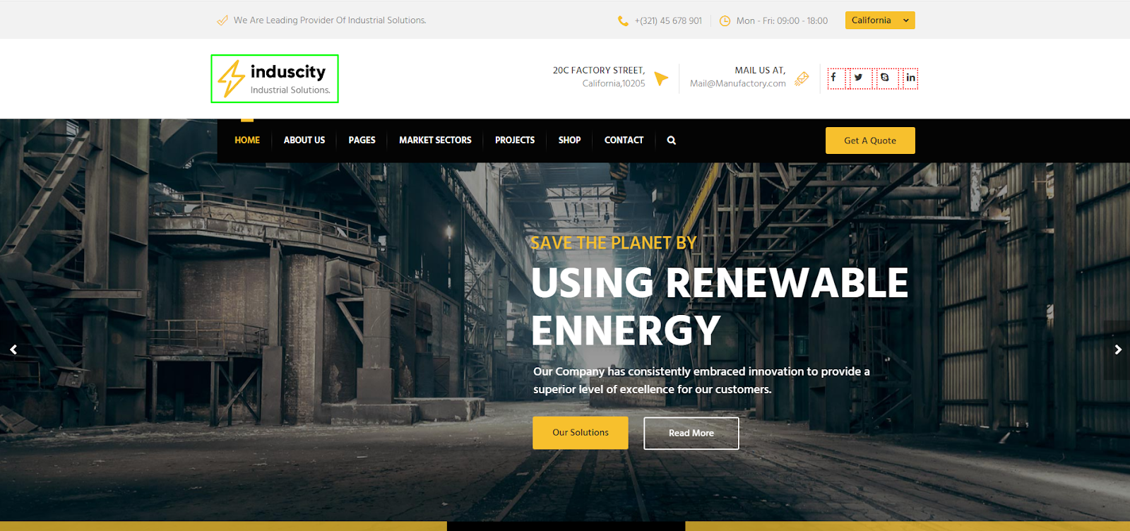 Induscity - Manufacturing and Factory WordPress Theme