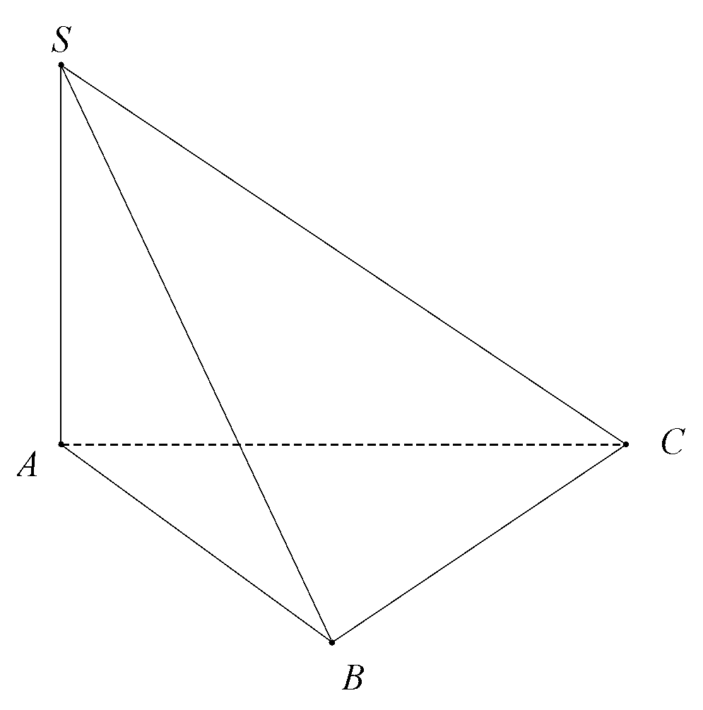Hình chóp (S.ABC) có đáy là tam giác (ABC) vuông cân tại (B,)(AC =