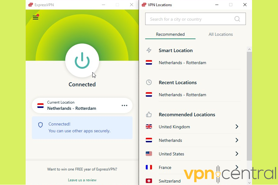 expressvpn connected