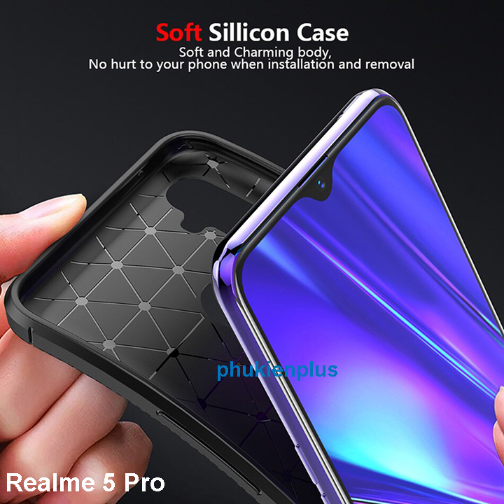 Trộn hòa giữa nhựa TPU và vân carbon với ốp lưng Realme 5 Pro nổi bật - 1