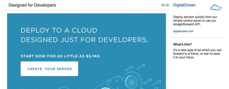 Gmail ad example SaaS startup
