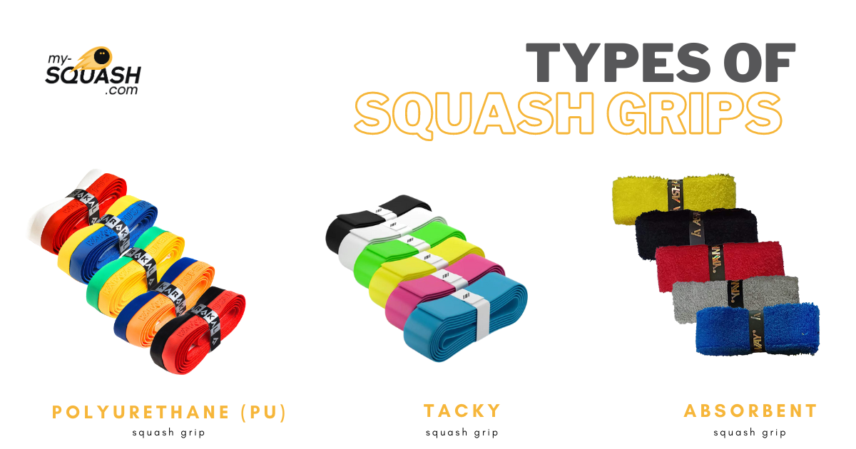 types of squash racket grip, replacement grip and overgrip
