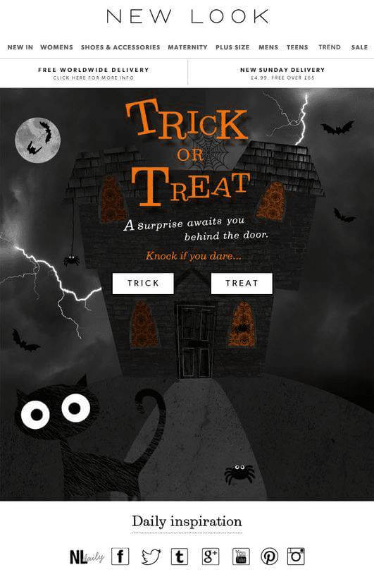 Gamified Halloween email from New Look