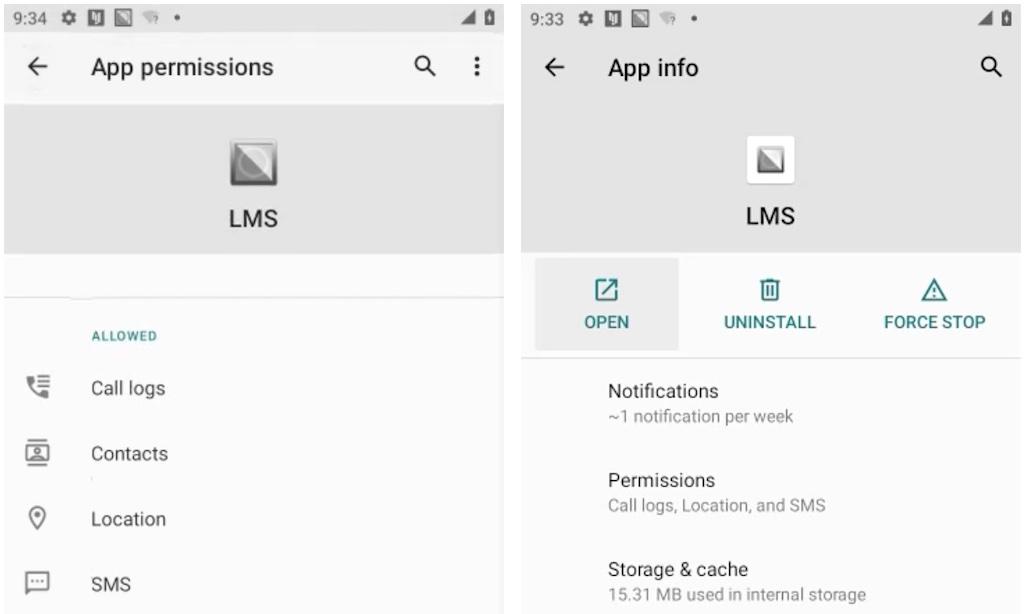 Screenshots of the LetMeSpy app on Android