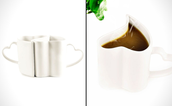 Interlocking Pair Of Heart Shaped Coffee Mugs
