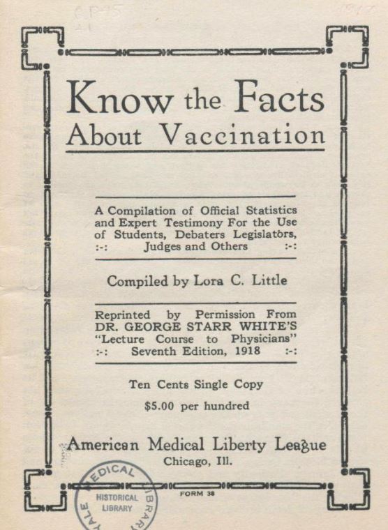 Source: Lora C. Little, “Know the Facts about Vaccination,” 1918.