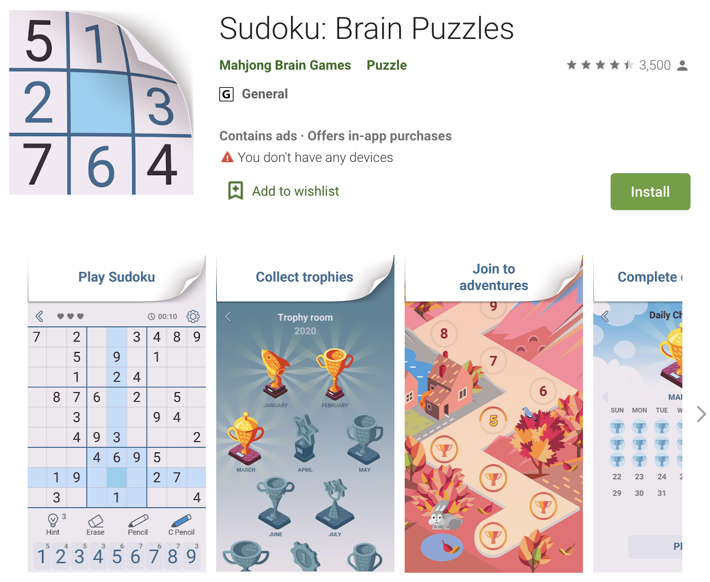 brain puzzles - best sudoku app android