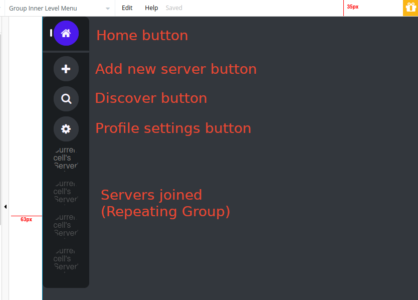 Menu pages for our Discord-like MVP