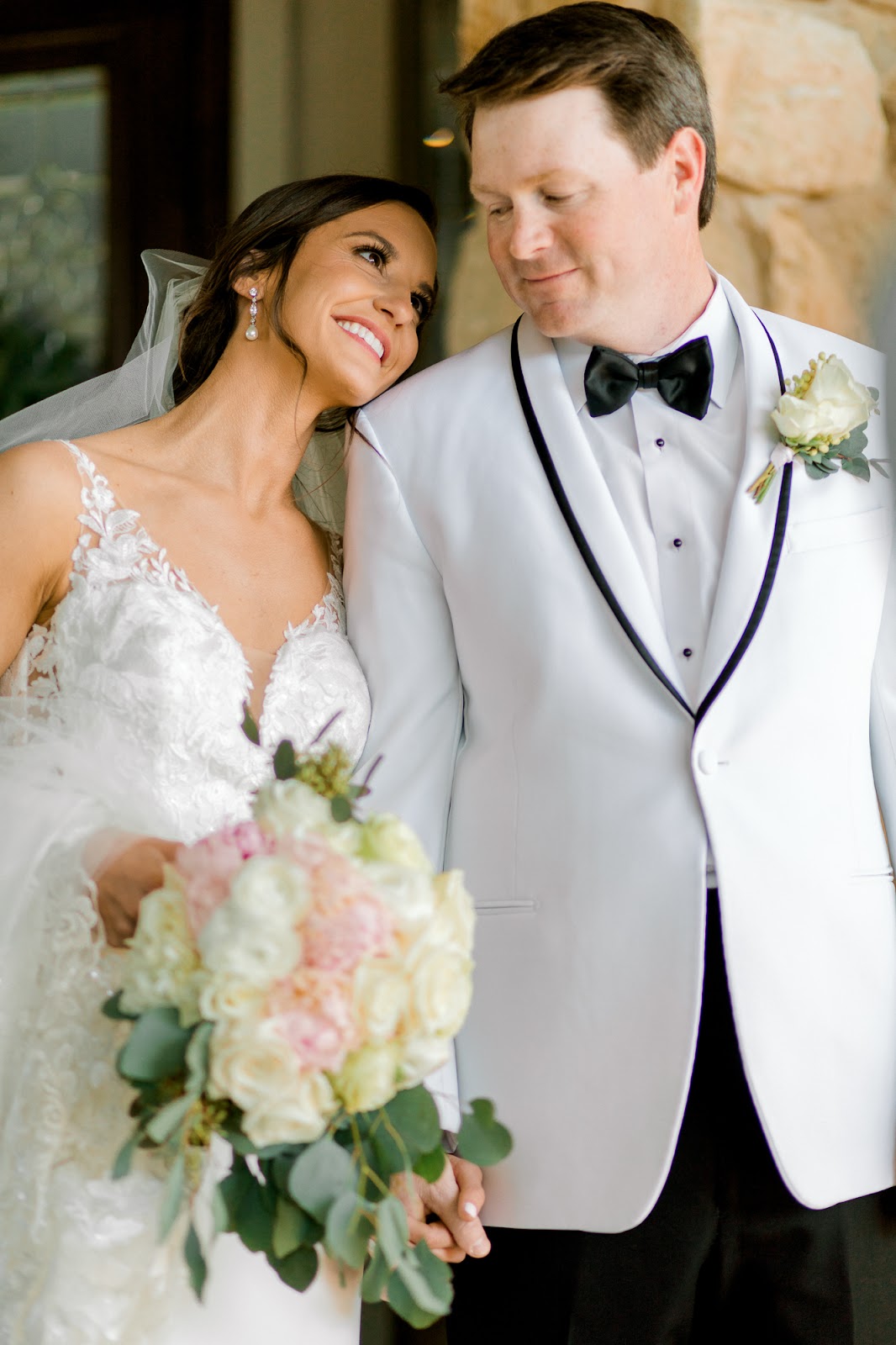 Bride and groom side by side