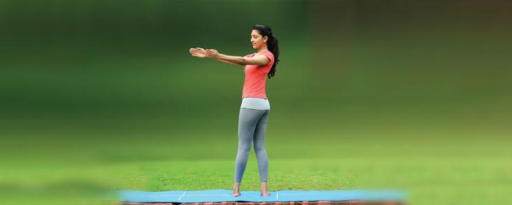 Katichakrasana is an effective standing yoga asana that can help in strengthening the spine.